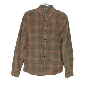 EXPRESS Light Brown Plaid Long Sleeve‎ Front Button Shirt Small